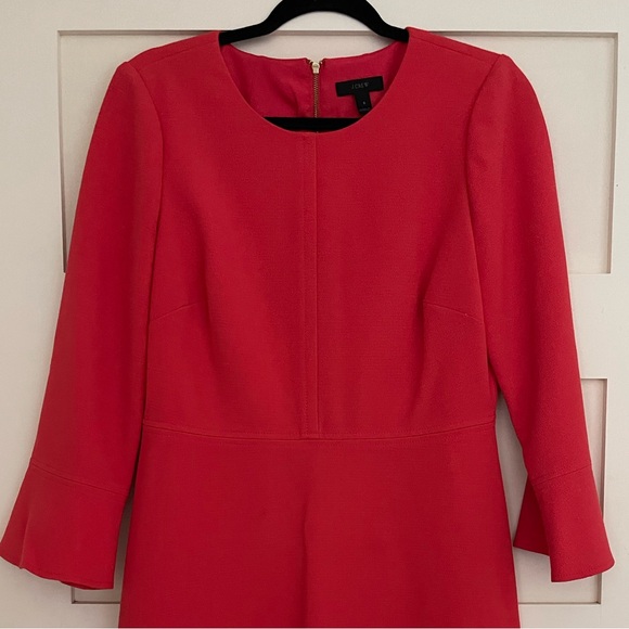 JCrew Poppy Red Flare Dress, Sz 8 zip back - Picture 4 of 7